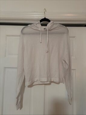 PINK Victoria's Secret White Waffle-Knit Hooded Top